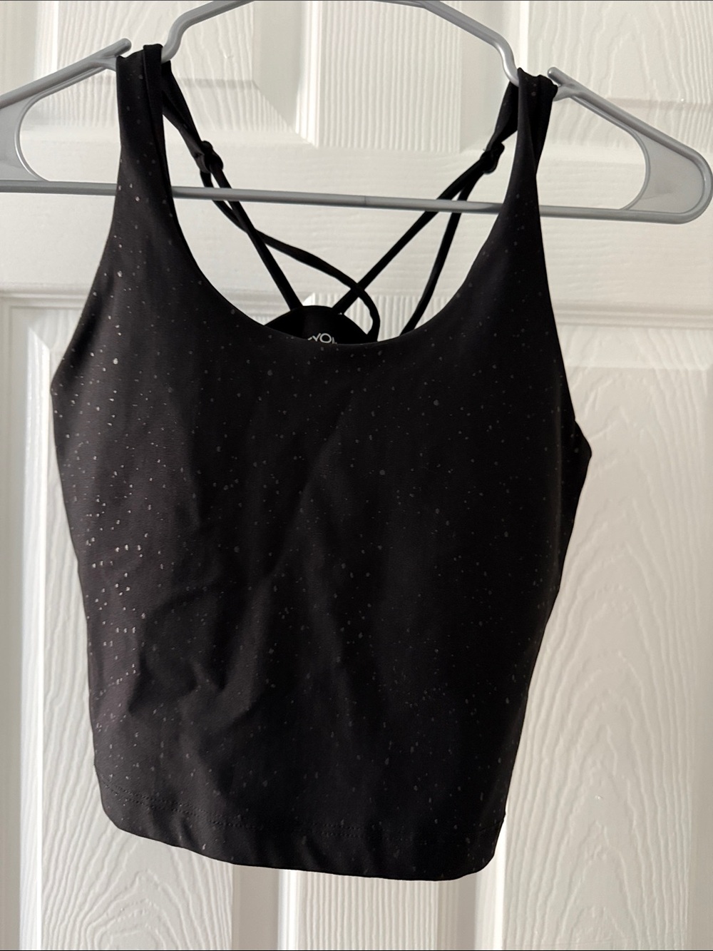 Beyond Yoga Black Sparkle Strappy Cropped Camisole
